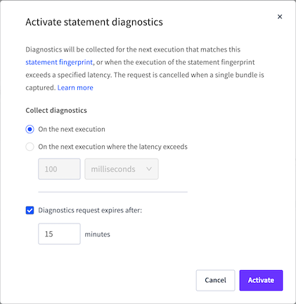 Statements diagnostics